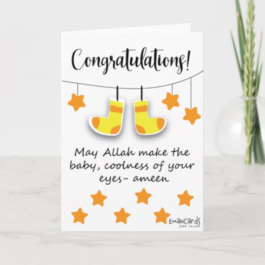 Carte Congratulations - New Born (Cute Yellow Socks) (Devant)