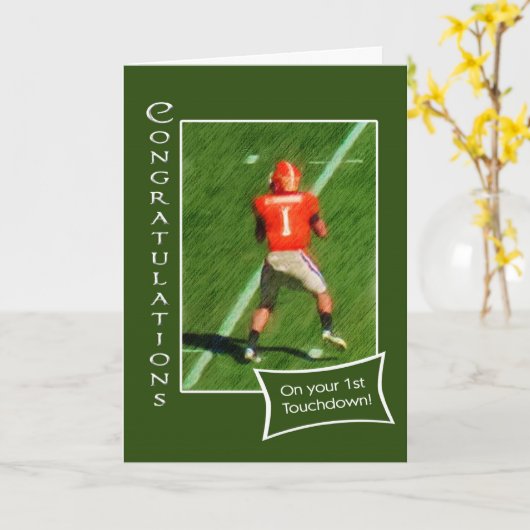 Carte Congratulations on your 1st touchdown (Fleur jaune)