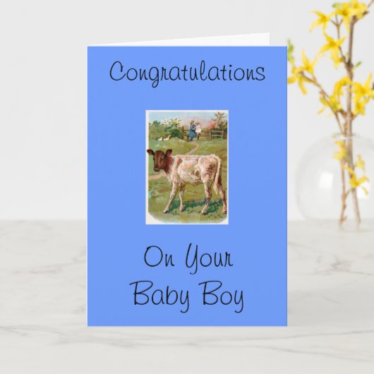 Carte Congratulations on your boy (Fleur jaune)