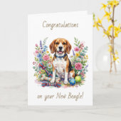 Carte Congratulations on your New Beagle (Fleur jaune)