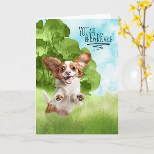 Carte Congratulations reBARKable Cavalier King Charles (Fleur jaune)