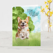 Carte Congratulations reBARKable Welsh Corgi Dog (Fleur jaune)