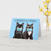 Carte Congratulations Wedding Cats in Covid-19 Face Mask (Fleur jaune)