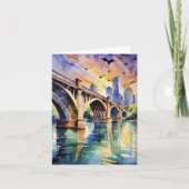 Carte Congress Avenue Bridge Austin Texas Watercolor (Devant)