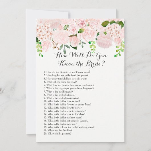 Carte Connais-tu bien la mariée ? (Devant)