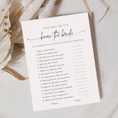 Carte Connaissez-vous bien le jeu de la mariée ?