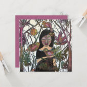 Carte Connexion Femme et Oiseaux Art lunaire (Devant/Arrière en situation)