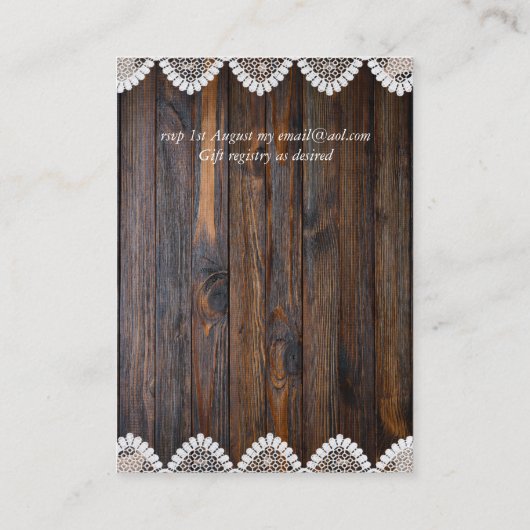 Carte Conseil 100 Budget Mariage en bois RUSTIQUE Invite MINI (Dos)