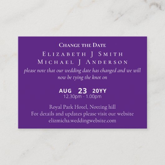 Carte Conseil 100 x Changement de date Report incl ENVL. (Devant)