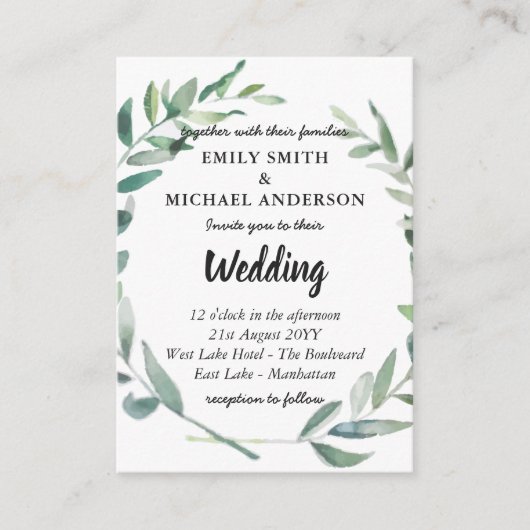 Carte Conseil 20 Budget Olive Feuilles mariage Inviter dans enve (Devant)