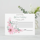 Carte Conseil Advice and Wishes Bridal Shower Pink Flowers Card (Debout devant)