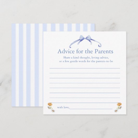 Carte Conseil advice for the parents (Devant / Derrière)