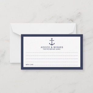Carte Conseil Ancre Bleu marine Nautique Mariage Conseils et voe