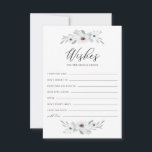 Carte Conseil Aquarelle Anemones Wives for Bride and Groom<br><div class="desc">Aquarelle Anémones Blanches Voeux pour Mariée et Groom Card. Carte de voeux féminine aquarelle illustrations d'anémones blanches avec eucalyptus et autres accents de feuillage. Partagez vos espoirs et vos souhaits pour les jeunes mariés.</div>