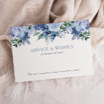 Carte Conseil Aquarelle bleu Dusty Mariage Floral<br><div class="desc">Encouragez les invités mariages à laisser des paroles de sagesse et de meilleurs voeux pour la mariée et le marié avec ces cartes de conseils floraux. Elles sont ornées d'une bordure luxuriante de fleurs d'aquarelle bleue. Le texte peut être customisé avec votre titre préféré et les noms de la mariée...</div>