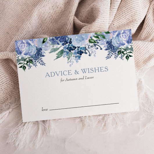 Carte Conseil Aquarelle bleu Dusty Mariage Floral