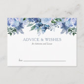 Carte Conseil Aquarelle bleu Dusty Mariage Floral (Devant)