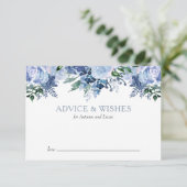 Carte Conseil Aquarelle bleu Dusty Mariage Floral (Debout devant)