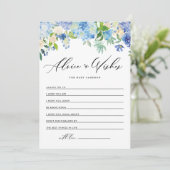 Carte Conseil Aquarelle Bleu Hydrangée Puits pour bébé (Debout devant)