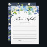 Carte Conseil Aquarelle Blue Hydrangea Fleurs Garland Mariage<br><div class="desc">Laissez vos conseils et vos souhaits aux jeunes mariés avec cette carte de conseil et de souhaits mariages personnalisable. Il dispose d'une guirlande florale aquarelle de fleurs et de roses d'hydrangée bleus et d'ivoire. Personnalisez en ajoutant vos détails. Cette carte de conseil aux fleurs mariage est parfaite pour les mariages...</div>
