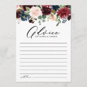 Carte Conseil Aquarelle Bourgogne et Mariage de fleurs de marine (Devant)