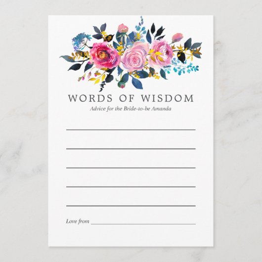 Carte Conseil Aquarelle couleur tendance Conseils floraux nuptia (Devant)