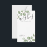 Carte Conseil Aquarelle Eucalyptus Mariage Conseils et souhaits<br><div class="desc">Célébrez votre journée spéciale avec ces conseils et cartes de souhaits magnifiquement mariages,  avec le titre "souhaits" en écriture moderne et décoré avec de l'aquarelle douce eucalyptus sur un arrière - plan blanc. Parfait pour mariage,  baby shower,  fête d'anniversaire,  douche nuptiale,  fête de bachelorette et toutes les occasions spéciales.</div>