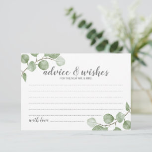 Carte Conseil Aquarelle Eucalyptus Mariage Conseils et souhaits