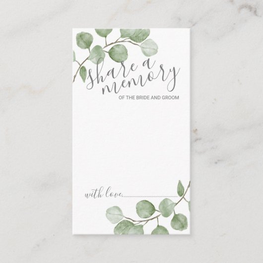 Carte Conseil Aquarelle Eucalyptus Mariage "Partager un souvenir (Devant)