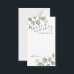 Carte Conseil Aquarelle Eucalyptus Mariage "Partager un souvenir<br><div class="desc">Célébrez votre journée spéciale avec ces magnifiquement mariage partager une carte mémoire,  avec le titre "Partagez une mémoire" dans un script moderne et décoré avec de l'aquarelle douce eucalyptus sur un arrière - plan blanc.</div>