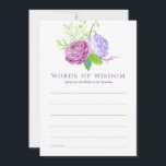 Carte Conseil Aquarelle Floral Mariage été<br><div class="desc">Suite de Mariage d'aquarelle botanique aux accents ultra violet tendance,  prune et sauge vert. Les fleurs présentées sont ranunculus,  tulipes,  violets et crocus avec une forte influence impressionniste chinoise.</div>