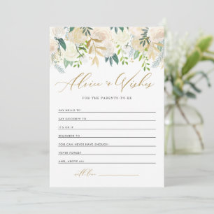 Carte Conseil Aquarelle ivoire Peonies Baby shower Parties scint