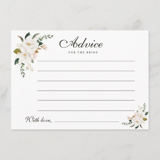 Carte Conseil aquarelle magnolia floral (Devant)