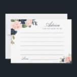 Carte Conseil aquarelle marine et floral roux<br><div class="desc">Un design floral simple avec de belles fleurs couleur bleu marine et rose vif. N'hésitez pas à modifier les couleurs et les détails du texte.</div>