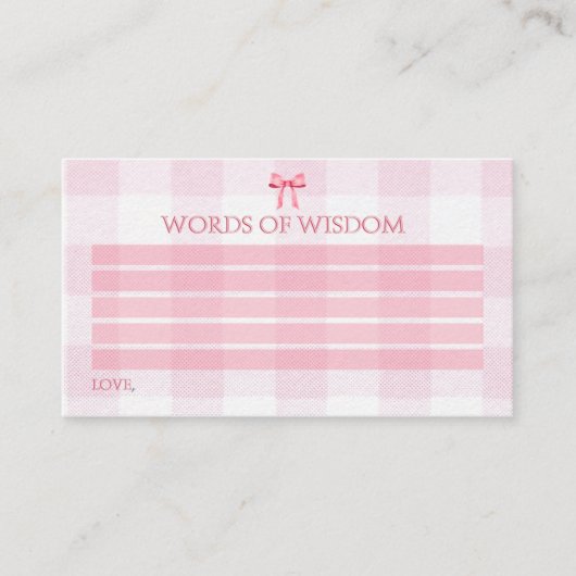 Carte Conseil Aquarelle mignonne Coquette Bow rose Nouveau Paren (Devant)