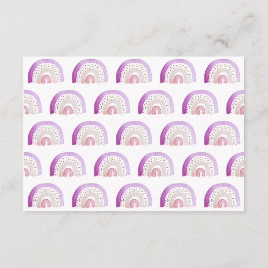 Carte Conseil Aquarelle mignonne violet Baby shower arc-en-ciel (Dos)