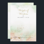 Carte Conseil Aquarelle or Confetti Mariage Mots de sagesse<br><div class="desc">Ce confetti d'aquarelle or mariage mots de sagesse conseil carte est parfait pour un mariage rustique. Le design se compose d'un arrière - plan rose, vert et blanc avec des parties scintillant d'or confetti splash. Ces cartes sont parfaites pour un mariage, une douche nuptiale, un baby shower, une fête de...</div>