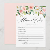 Carte Conseil Aquarelle Peach Florals Voeux pour bébé (Devant / Derrière)