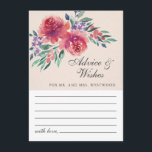 Carte Conseil Aquarelle romantique crème ivoire Mariage floral<br><div class="desc">Elégante carte de conseil et de souhaits de mariage avec une aquarelle fleurie sur un arrière - plan crème.</div>