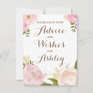 Carte Conseil Aquarelle romantique Fleurs Advie pour la mariée