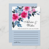 Carte Conseil Aquarelle rose florale Mariage botanique (Devant / Derrière)