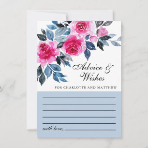 Carte Conseil Aquarelle rose florale Mariage botanique