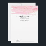 Carte Conseil Aquarelle rose pâle et Baby shower or<br><div class="desc">Cette carte de conseil en baby shower d'aquarelle rose et or est parfaite pour une simple douche bébé fille. Le design féminin luxueux est doté d'une texture d'aquarelle rose pâle avec un éclat de poussière de parties scintillant en faux or et une police de script de calligraphie élégante. Remarque :...</div>
