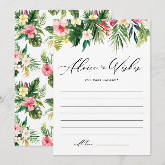 Carte Conseil Aquarelle Tropical Garland Wives for Baby (Devant / Derrière)