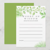 Carte Conseil Aquarelle Verdure Baby shower Conseils pour mère (Devant / Derrière)