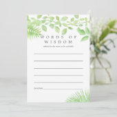 Carte Conseil Aquarelle Verdure Baby shower Conseils pour mère (Debout devant)