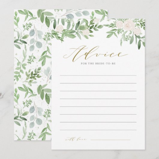 Carte Conseil Aquarelle Verdure et Fête des mariées de fleurs bl (Devant / Derrière)