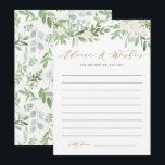Carte Conseil Aquarelle vert et Mariage de fleurs blanches<br><div class="desc">Donnez vos conseils et de bons voeux aux jeunes mariés avec cette carte de conseil mariage fantaisiste. Il présente des illustrations d'aquarelle de verdure et de fleurs blanches assorties au motif botanique. Cette carte de conseil et de voeux de verdure est parfaite pour les mariages du printemps et de l'hiver....</div>