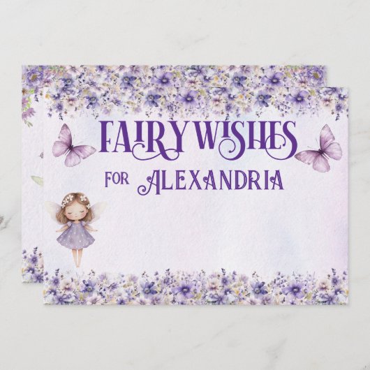 Carte Conseil Aquarelle violet Floral Fée d'anniversaire (Devant / Derrière)