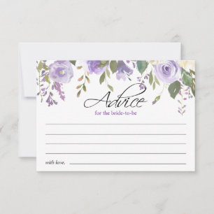 Carte Conseil Aquarelle violet violet Fête des mariées florale